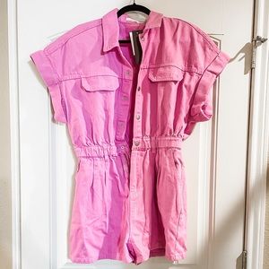 Pink Denim Romper